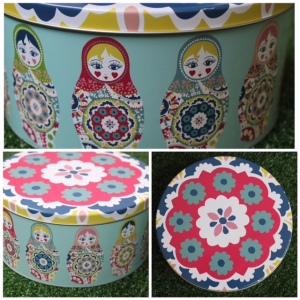 Russian dollie cookie tin collage