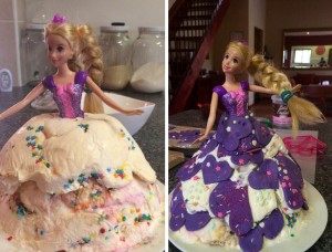 rapunzel - ice cream cake - during and after
